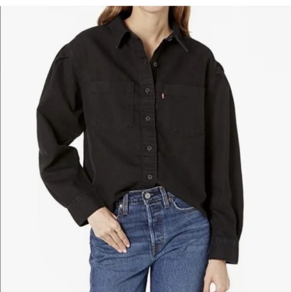 Levis Kinsley Cotton Denim Utility Shirt, Size S oversized NWT 49.99